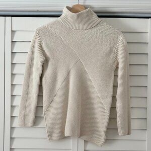 Talbots Petite Cream Mock Neck Knit Sweater Size P
